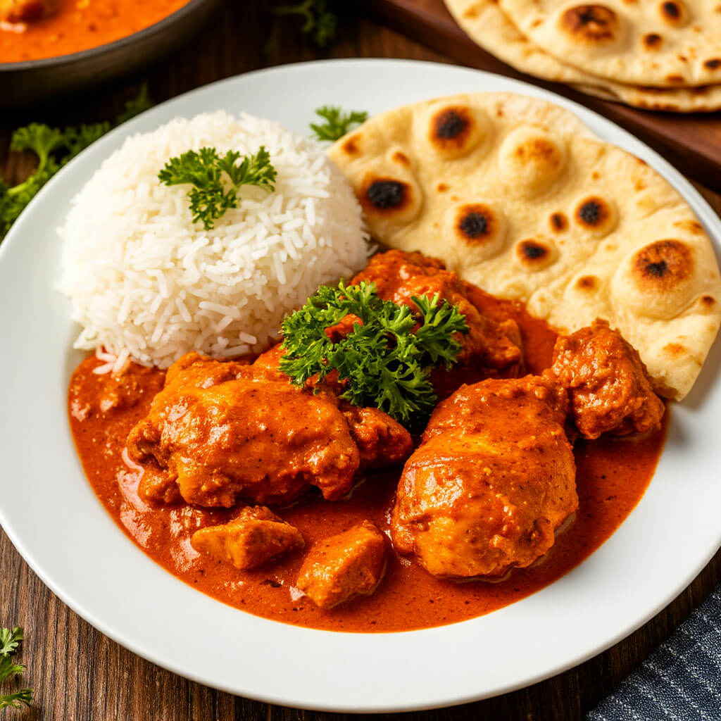 Creamy butter chicken with rice